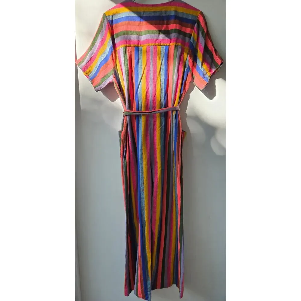 Ace & Jig Striped Rainbow Romper Jumpsuit $345 Organic Cotton Womens Large EUC - Picture 4 of 12